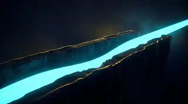 An open channel with no gate anywhere along it, carrying an unbroken ribbon of light out past the edge of the frame at full width.